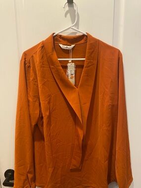 Women's Rust Orange Draped Blouse
